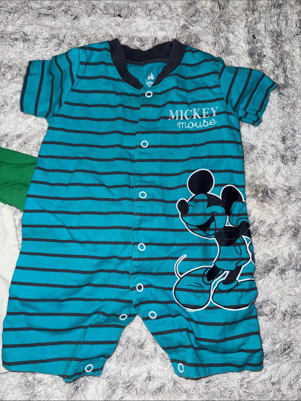 3-6m vintage Disney Mickey Mouse Baby t-shirt Jumper x2 Blue, Teal & White - Picture 4 of 7